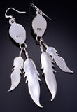 Silver & Turquoise Double Eagle Feather Navajo Earrings by Rita Largo 5G18T