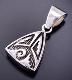 Reversible Silver Multistone Navajo Inlay Triangle Pendant by TSF 3L08L