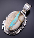 Silver & Boulder Turquoise Navajo Round Pendant by Spencer 6D28R