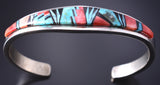 Silver & Turquoise Multistone Navajo Inlay Bracelet by CW 6D07F