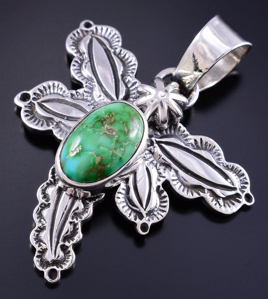 Silver & Sonoran Gold Turquoise Navajo Butterfly Pendant Jeremy Delagarito 5L26K