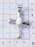 Navajo Handmade Silver Cross Pendant with White Buffalo Turquoise by Allen Lee 5L17X
