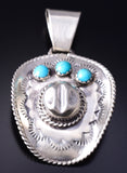 Silver & Turquoise Navajo Handmade Cowboy Hat Pendant by Bobby Platero 6J30P