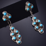 Silver & Turquoise Zuni Petit Point Dangle Earrings by Waylon Johnson 5G16V