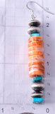 Spiny Oyster Shell & Turquoise Navajo Pearls Long Earrings 5G16P