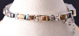 Silver & Tiger Eye Multistone Navajo Inlay Link Bracelet by Bessie Johnson 6H25D