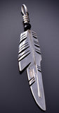 Large Knife Wing Feather Pendant by Ray Tracey - Onyx 6J32B