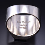Size 13-1/4 Silver & Turquoise Multistone Navajo Inlay Mens Ring Jimmy Harrison 6F22H