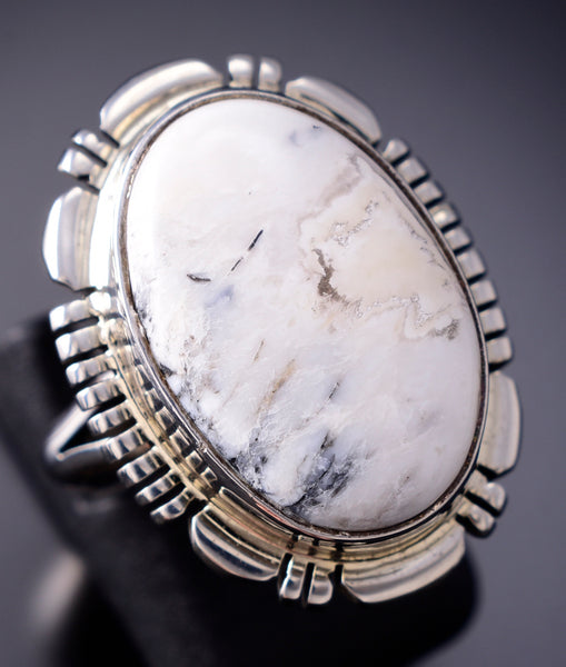 Size 6 - Navajo White Buffalo Ring by Norvin Johson 6K22N