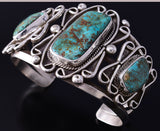 Vintage Silver & Turquoise Navajo Handmade Bracelet 5L10T