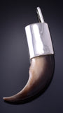 Silver Navajo Handmade Bear Claw Pendant by Erick Begay 5G12V