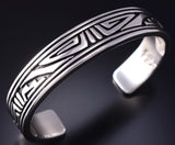 Vintage Silver Navajo Handmade Basket Design Bracelet by Steven Begay 5K17E