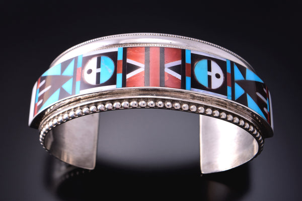 Silver & Turquoise Multistone Zuni Inlay Bracelet by Rick Vacit 3F05Q