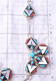 Silver & Turquoise Multistone Zuni Inlay Flowers Necklace & Earring Set by Carol Niiha 3F19B