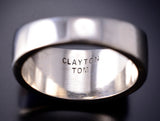 Size 12-1/2 Pueblo Design Inlay Men's Ring by Navajo Clayton Tom 6K22D