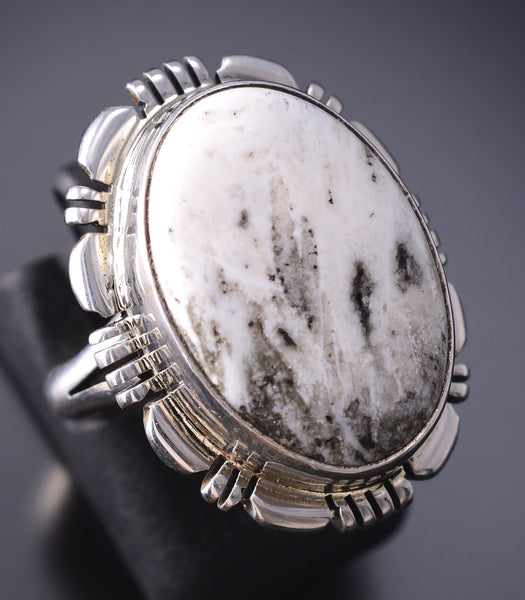 Size 6 Navajo Handmade White Buffalo Ring By Norvin Johnson 6K26Y