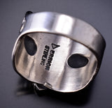 Size 8 Silver Navajo Handstamped Concho Ring by Derrick Gordon 6J30F