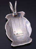 Vintage Silver & 14k Gold Navajo Handstamped Rug Pendant by Geneva Ramone 5H21K