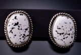 Silver & White Buffalo Turquoise Navajo Handmade Earrings by Elouise Kee 6J32A