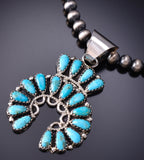 Silver & Kingman Turquoise Navajo Horseshoe Pendant by Zeita Begay 6H25O