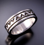 Size 12-1/2 Silver Navajo Handmade Mountains by Erick Begay 3C24Z