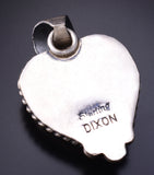 Silver & White Buffalo Turquoise Navajo Handmade Heart Pendant by Johnny Dixon 5L26M