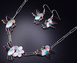 Vintage Silver Multistone Zuni Hummingbirds Necklace Earring Set W & E Gia 6F22D
