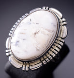 Size 6 - Navajo White Buffalo Ring by Norvin Johson 6K22N