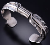 Vintage Silver Navajo Handmade Eagle Feather Bracelet by Mike Thomas Jr. 6A21N