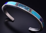 Silver & Turquoise Multistone Navajo Inlay Bracelet by SS 5F10F