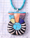 Turquoise Multistone Santo Domingo Sun Necklace by Mary Louise Tafoya 3G07G