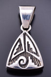 Reversible Silver Multistone Navajo Inlay Triangle Pendant by TSF 3L08K