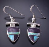 Vintage Silver & Sugilite w/ Opal Navajo Inlay Earrings by Sheila Tso 6E14Z