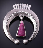 Silver & Sugilite Navajo Tufacast Squash Pendant by Gary Custer 4F23B
