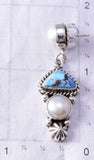 Silver & Golden Hills Turquoise Fresh Pearl Navajo Earrings by Erick Begay 6F27J