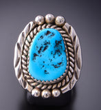 Size 7-1/4 Silver & Kingman Turquoise Navajo Handmade Ring by Julia Etsitty 3F19L