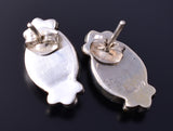 Silver & Mediterranean Coral Navajo Post Earrings 5F10T
