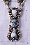 Silver & Golden Hills Turquoise White Buffalo Navajo Necklace Erick Begay 5H03E