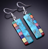 Turquoise Multistone Santo Domingo Handmade Earrings by Mary Louise Tafoya 3G07Q