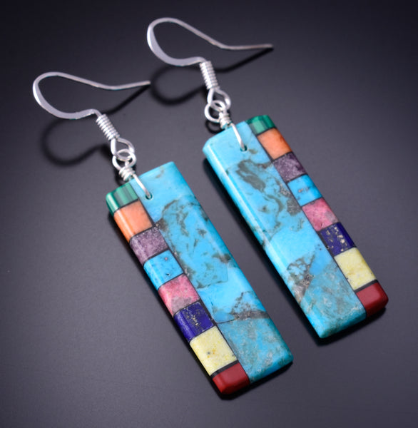 Turquoise Multistone Santo Domingo Handmade Earrings by Mary Louise Tafoya 3G07Q