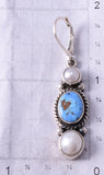 Silver & Golden Hills Turquoise Fresh Pearl Navajo Earrings by Erick Begay 5H02P