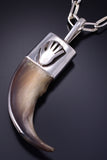 Silver Bear Claw "We were here" Navajo Handmade Pendant by Erick Begay 5G12X