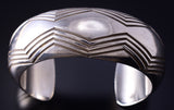 Vintage Silver Navajo Handstamped Domed Bracelet by Albert Bighand 5E06C