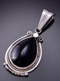 Silver & Onyx Navajo Handmade Pendant by Samuel Yellowhair 3F05K