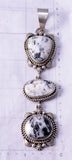 Silver & White Buffalo Turquoise Navajo Long Pendant by Eli Skeets - 4L20K