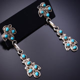 Silver & Turquoise Zuni Petit Point Birds Earrings by Herbert Lastiyano 6D09N