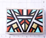 Vintage Turquoise Multistone Zuni Inlay Geometric Buckle by YK Natachu 6A03E