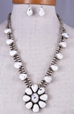 White Buffalo Turquoise Sterling Silver Navajo Necklace by Shirley Henry 5L23E