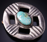 Silver & Sonoran Gold Turquoise Navajo Tufacast Buckle by Rose Tsosie 5J18O