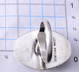 Adjustable Silver & White Buffalo Turquoise Navajo Ring by Donovan Skeets 5L07F